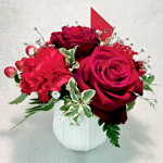 陶器フラワーアレンジメントM（赤）